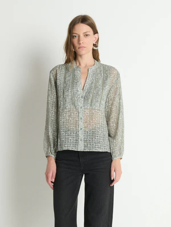 Vella Pintucked Top-Garden Floral