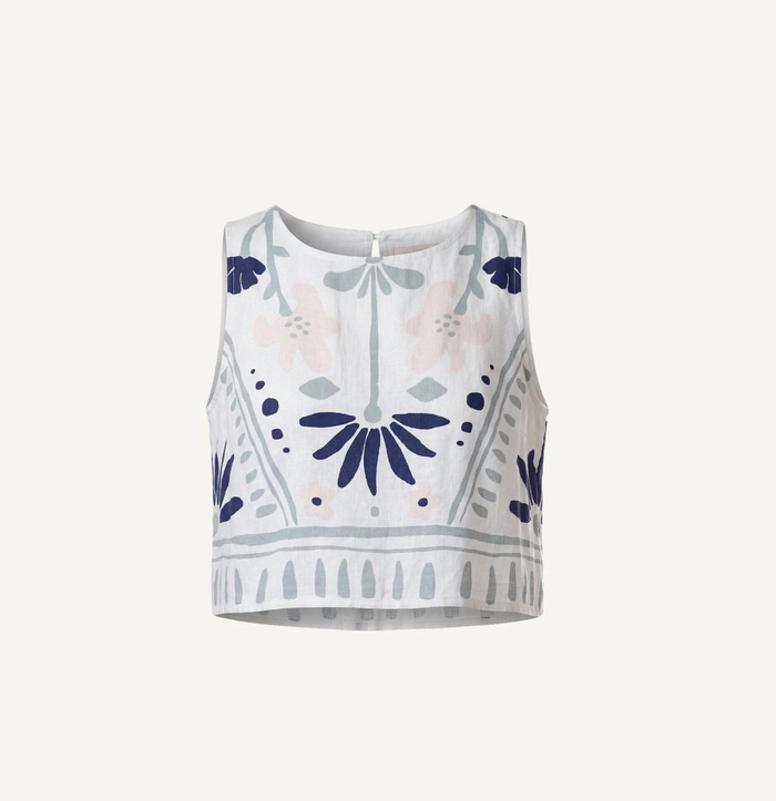 Venetia Top-Liliana Blue Surf Print