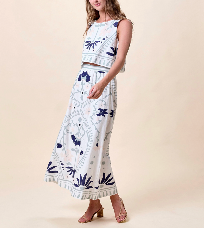 Venetia Top-Liliana Blue Surf Print
