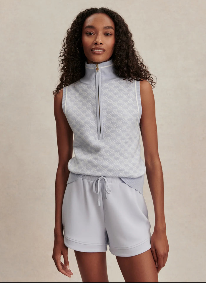 Vincent Half Zip Knit - Xenon Blue/White
