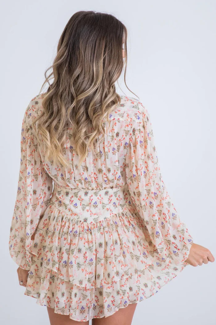 Vintage Floral Chiffon Tier Dress