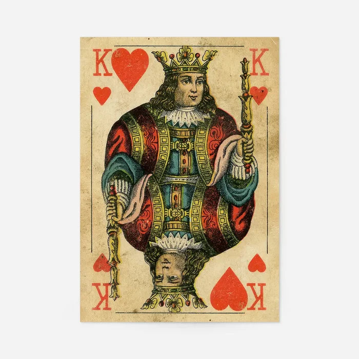 Vintage Playing Card - King of Hearts 21x30cm Clearance Print, unframed