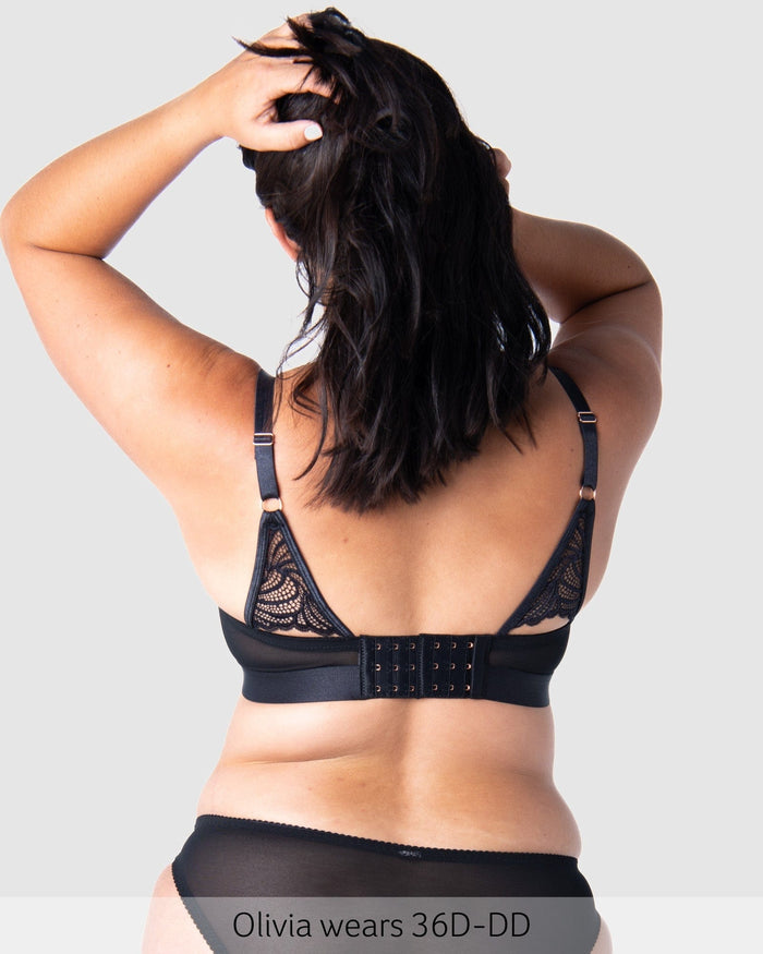 Back of Warrior Wirefree Soft Cup Nursing Bra in Black