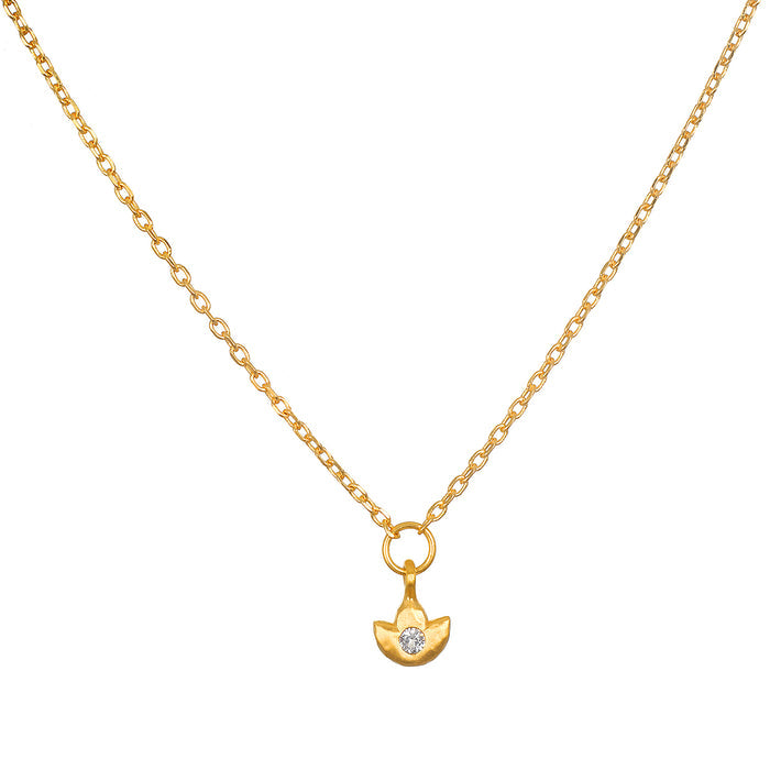 White Lotus Hammered Necklace