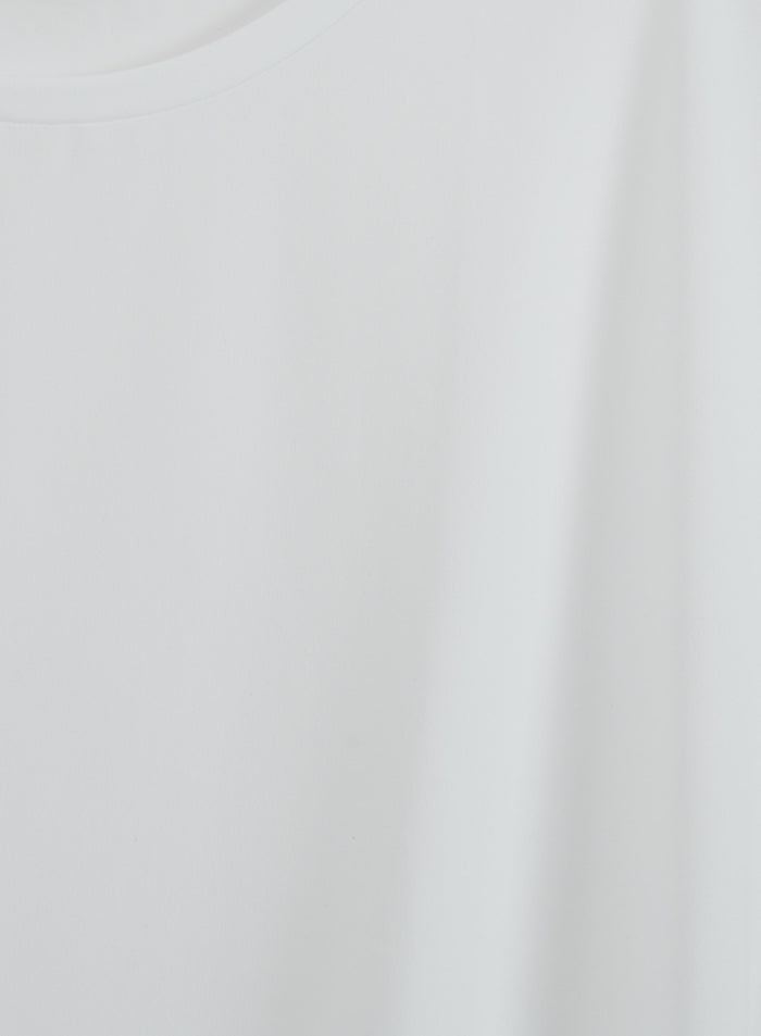 White Soft Basic Roll Sleeve Top