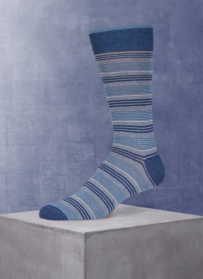 Wide Mille Stripe Sock - Navy