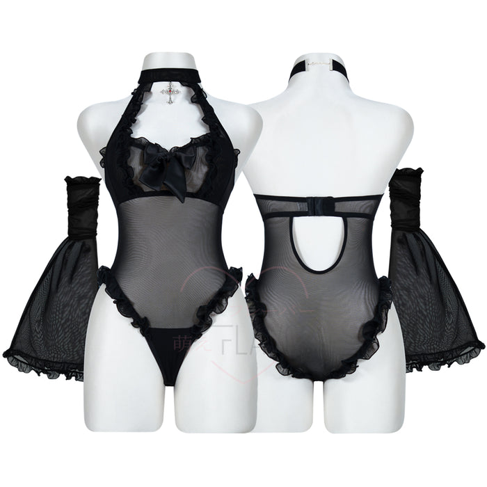 Widow’s Veil Mesh Lingerie Bodysuit