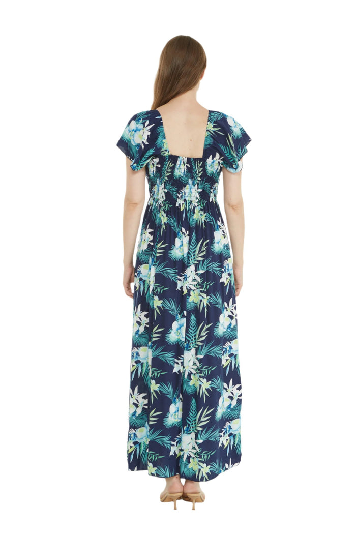 Women's Maxi Rahee Dress in Orchid Breeze Navy