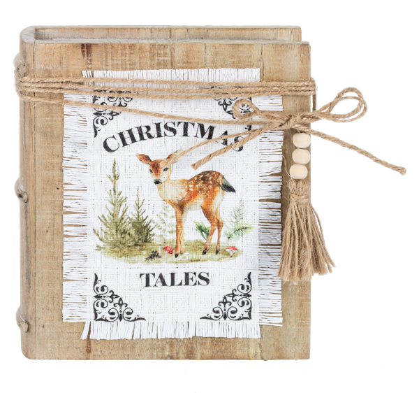 Wooden Christmas Book Figurines with Woodland Animals