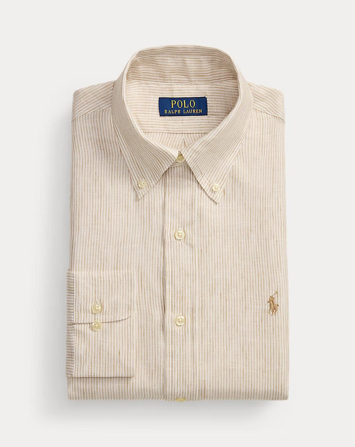 Yarn Dyed Linen Shirt - Coastal Beige/White
