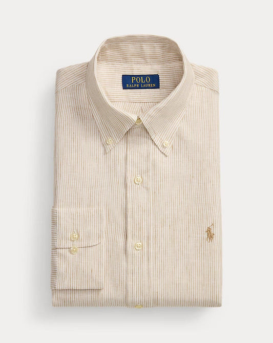 Yarn Dyed Linen Shirt - Coastal Beige/White