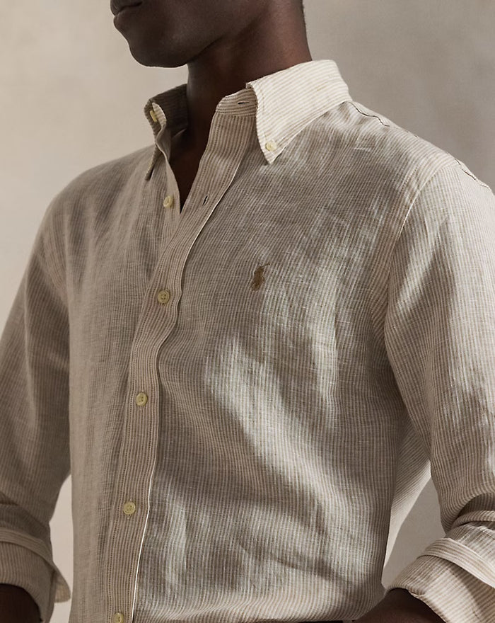 Yarn Dyed Linen Shirt - Coastal Beige/White