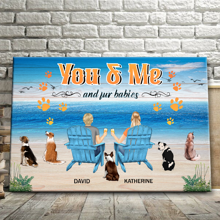 You And Me And The Dogs Beach Couple Gifts For Dog Lovers Personalized Custom Framed Canvas Wall Art