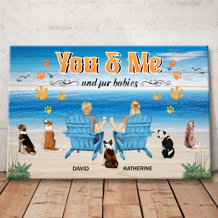 You And Me And The Dogs Beach Couple Gifts For Dog Lovers Personalized Custom Framed Canvas Wall Art