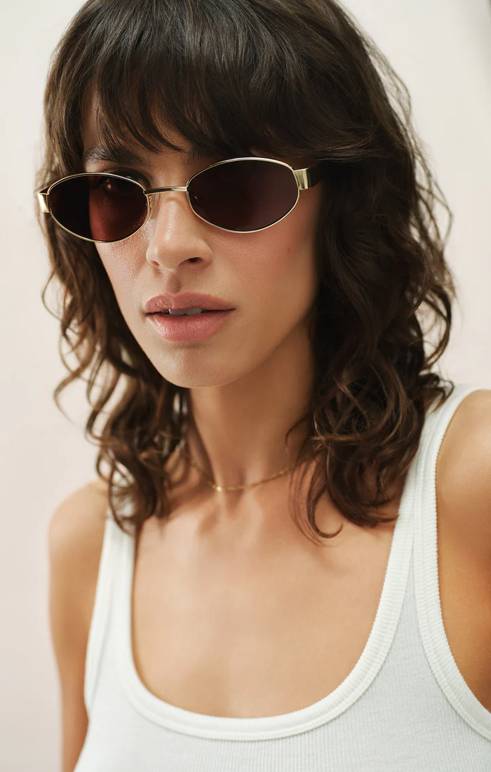 Z Supply Palisades Polarized Sunglasses - Satin Gold/Brown